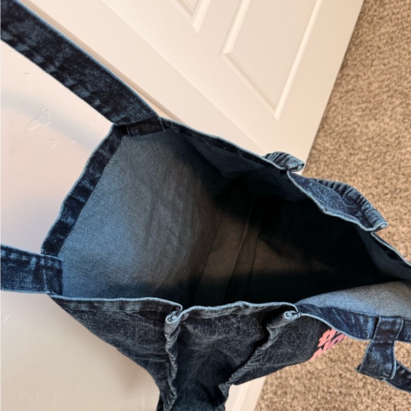 Denim Notting Hill Shopping Bag with Pink Text - Picture 3 of 4